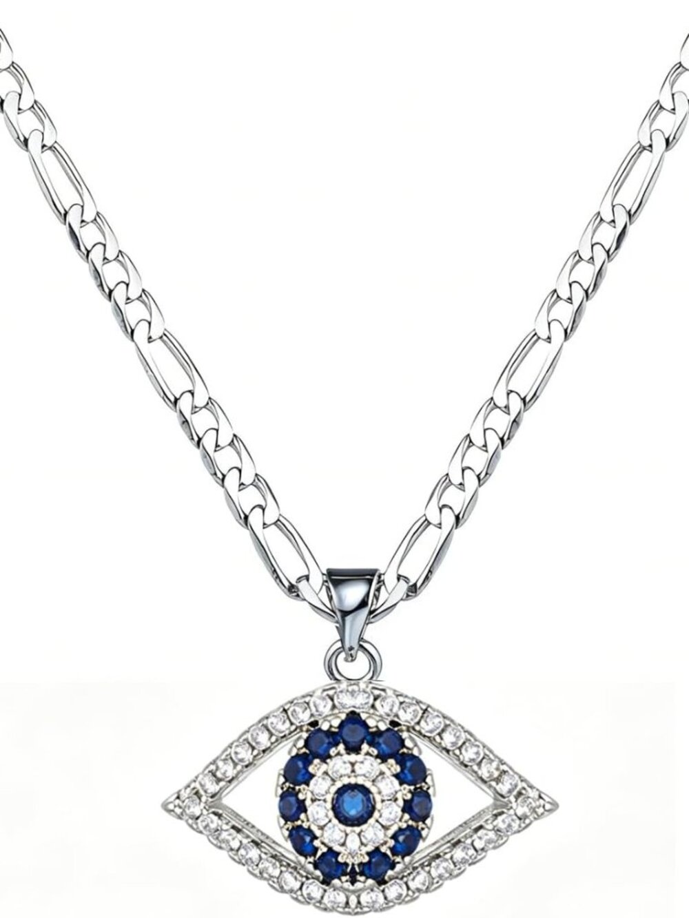 Evil Eye Necklace for Women 14K Gold Plated White Color Cubic Zirconia Inlay Evi - Picture 1 of 6
